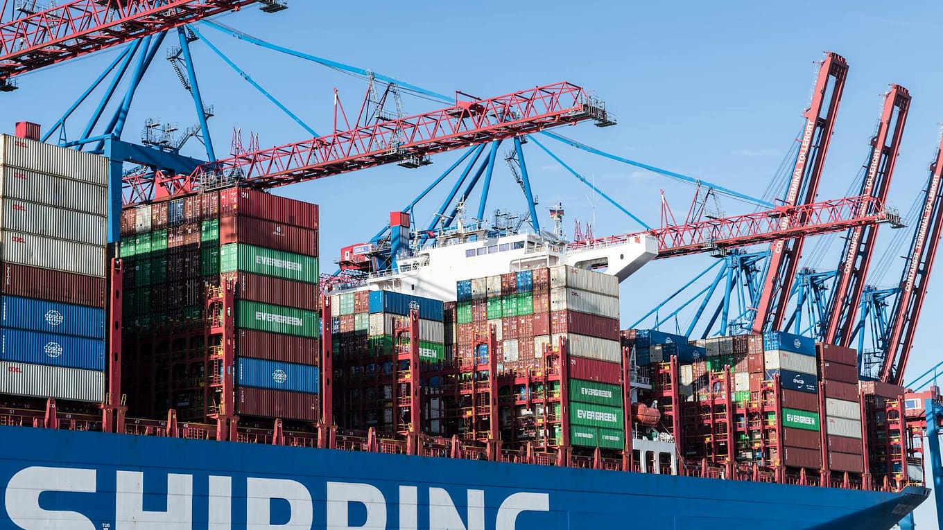 containers and cranes at hamburg port